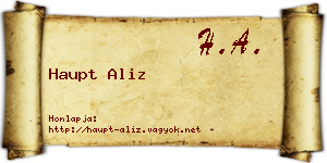 Haupt Aliz névjegykártya